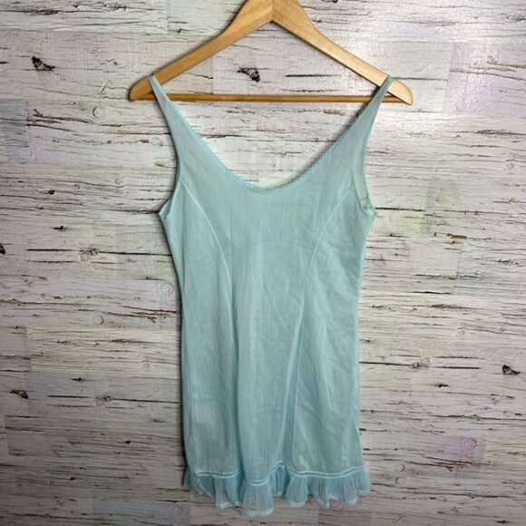 Vintage blue night gown slip chemise bow sheer size medium - Picture 7 of 8